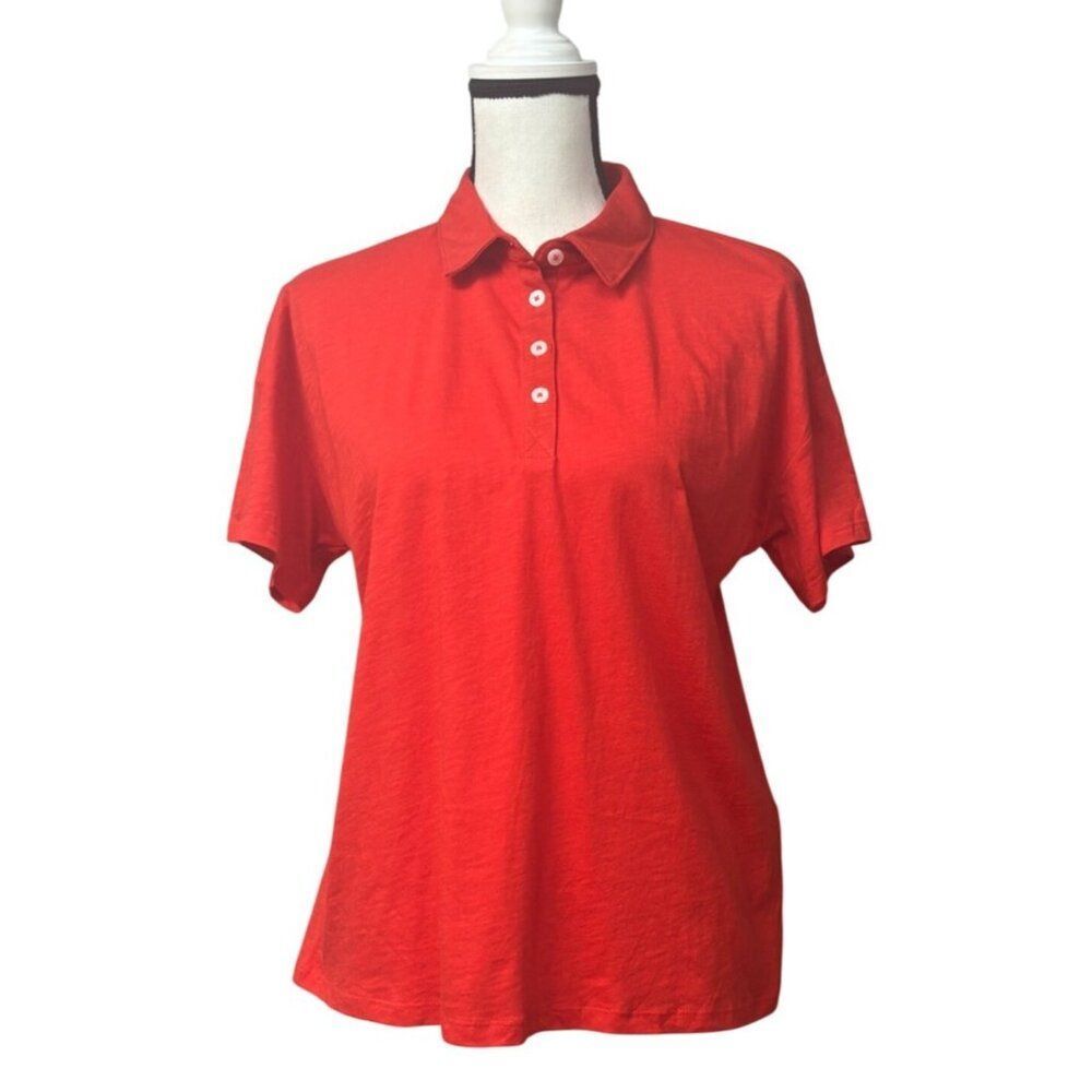 Style & Co Women's Short-Sleeve Polo Shirt, Red, Sz. M